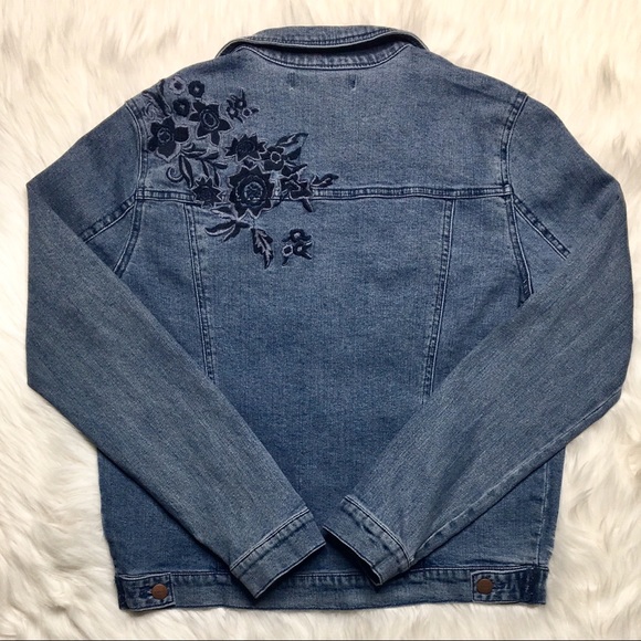 Tinsel Floral Embroidered Denim Jacket - Picture 1 of 8